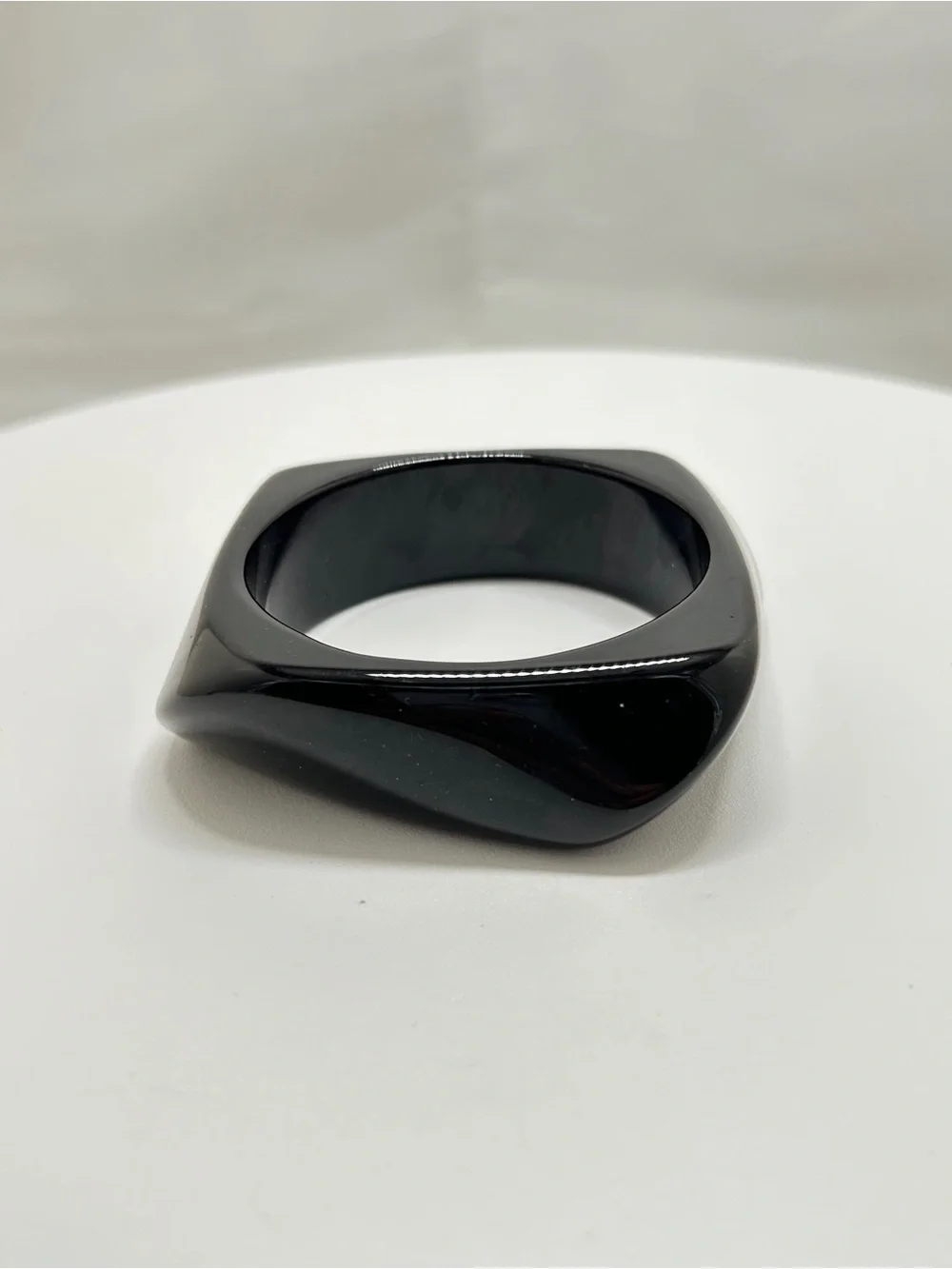 Black Lucite Asymmetrical Chunky Bangle Bracelet